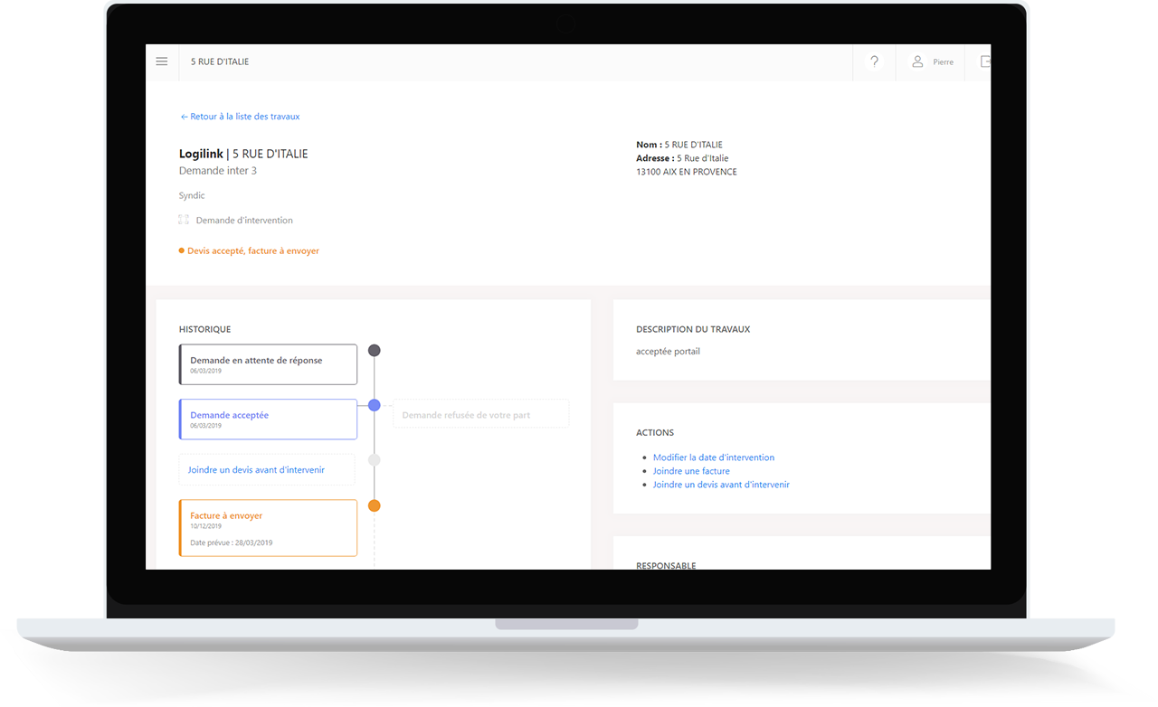 Laptop illustration suivi des travaux